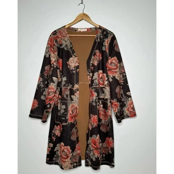 Solitaire x Anthropologie NEW!! Monarc Rose Open Front Duster Kimono Size XL - Picture 3 of 12